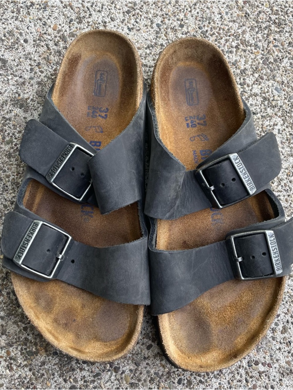 Birkenstock Arizona Soft Footbed Sandals Gray Leather Shoes Size 37 EU Womens 6 - Picture 9 of 16